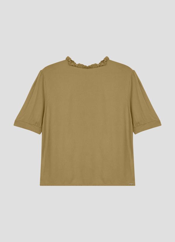 Blusa Feminina em Viscose com Amarração na Gola Bege