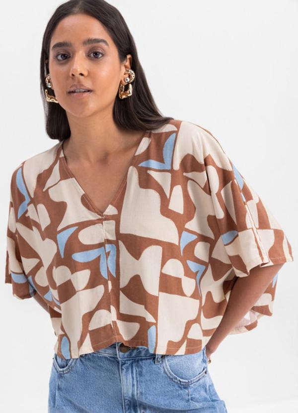 Vista 2 Blusa Feminina em Viscose Marrom Essendi Essendi