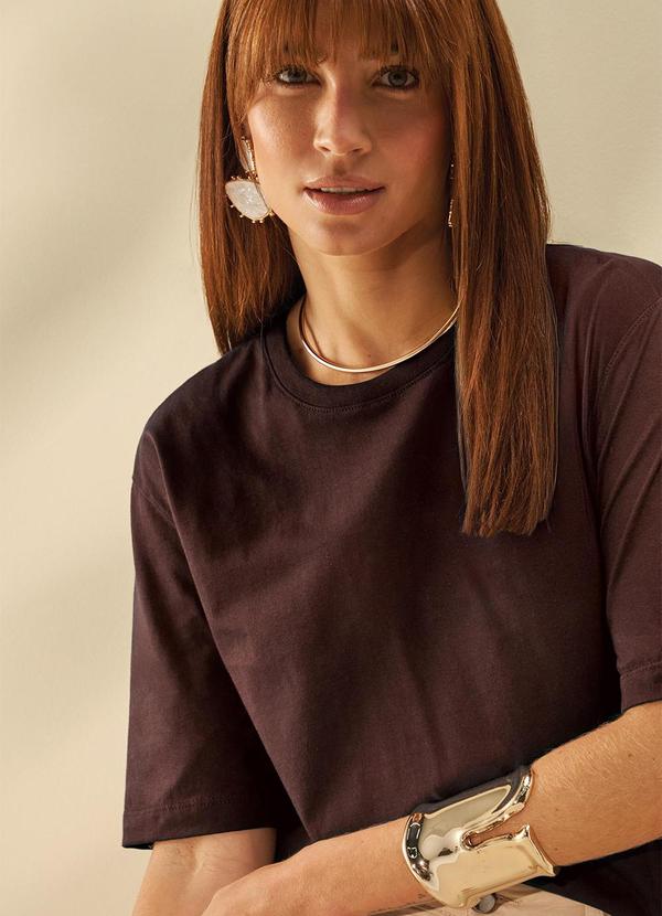 Blusa Feminina Esmera Meia Malha Pima Marrom