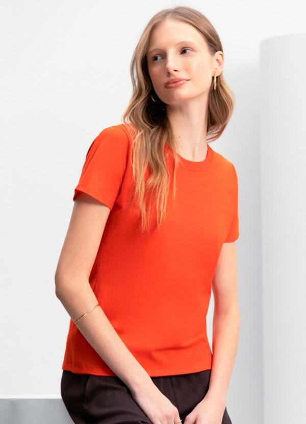 Blusa Feminina Essencial em Meia Malha Laranja