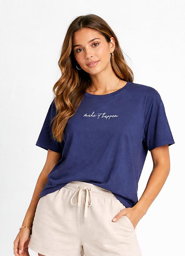 Blusa Feminina Estampa e Costa Maior Azul