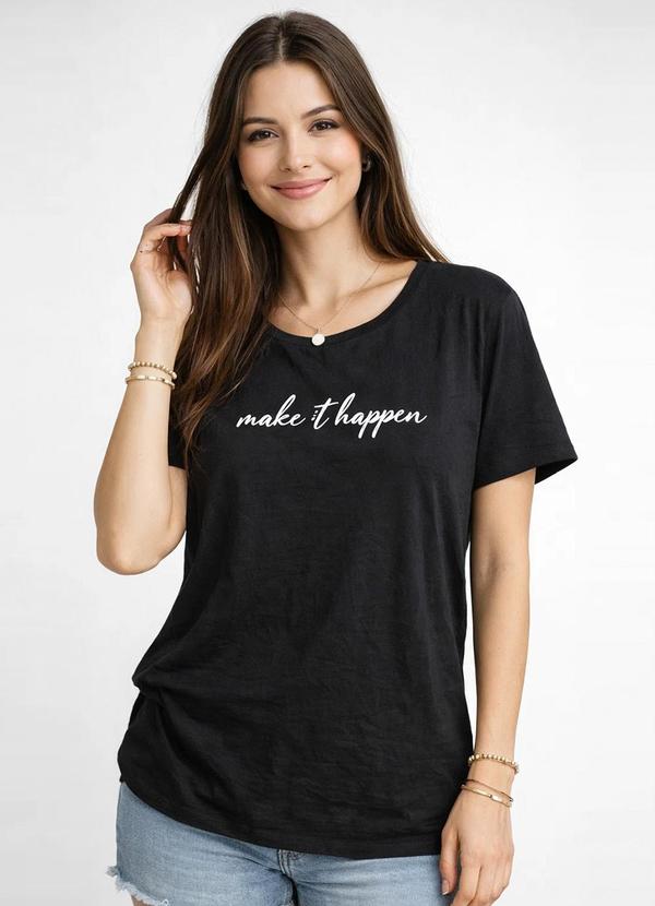Blusa Feminina Estampa e Costa Maior Preto