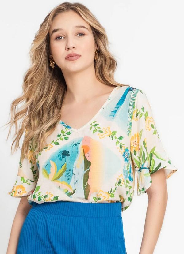 Vista 2 Blusa Feminina Estampada Bege INFINITA COR INFINITA COR