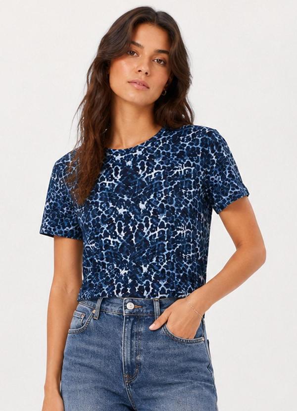 Blusa Feminina Estampada em Malha Cotton Azul