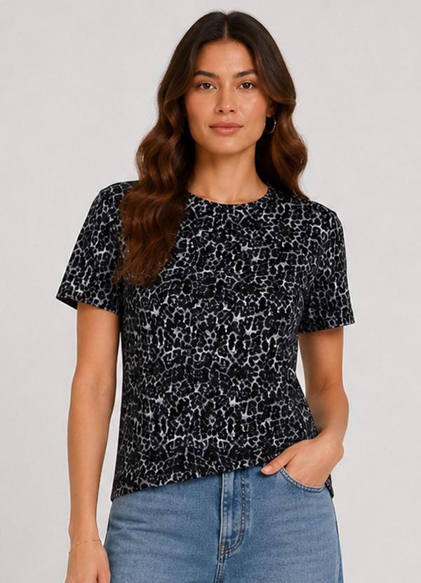 Blusa Feminina Estampada em Malha Cotton Cinza