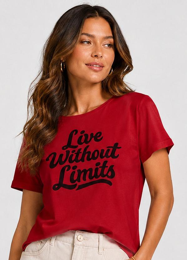 Blusa Manga Curta EstampadaVermelho
