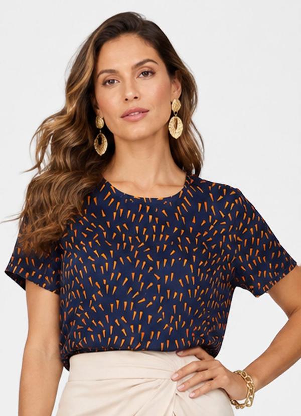 Blusa Feminina Estampada em Suplex Azul