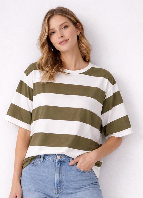 Blusa Feminina Estampada Gola Redonda Bege