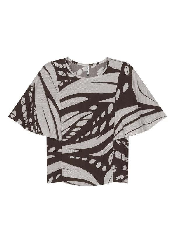 Blusa Feminina Estampada Manga Ampla Marrom