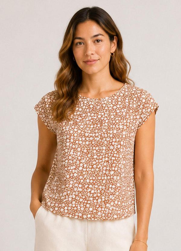 Blusa Feminina Estampada Marrom
