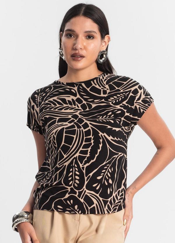 Vista 2 Blusa Feminina Estampada Preto Rovitex Rovitex