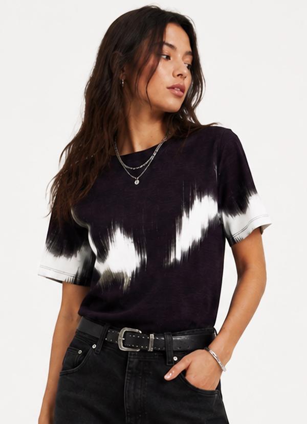 Blusa Feminina Estampada Viscotorcion Preto