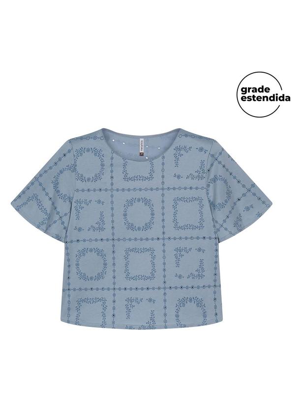 Blusa Feminina Floral Devorê Azul