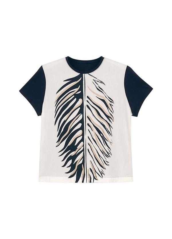 Blusa Feminina Folhagem com Brilho Marinho
