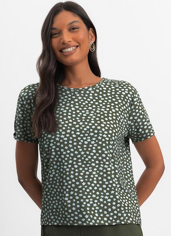 Vista 2 Blusa Feminina Geométrica em Viscolycra Verde Essendi Essendi