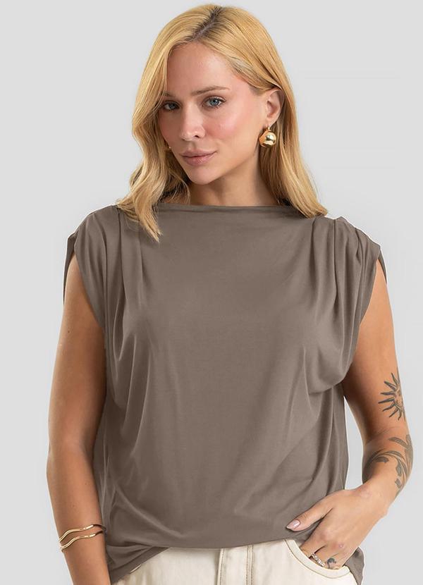Blusa Feminina Gola Chaminé Viscose Marrom