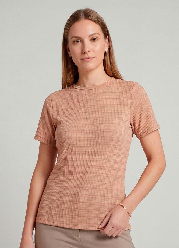 Blusa Feminina Justa com Manga Curta Marrom