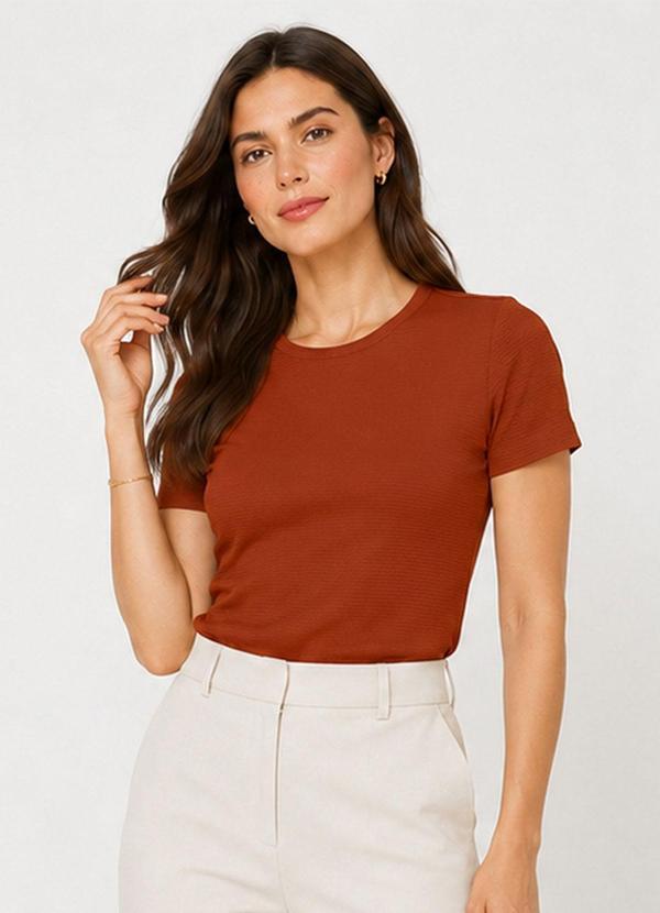 Blusa Feminina Justa em Malha Classic Marrom