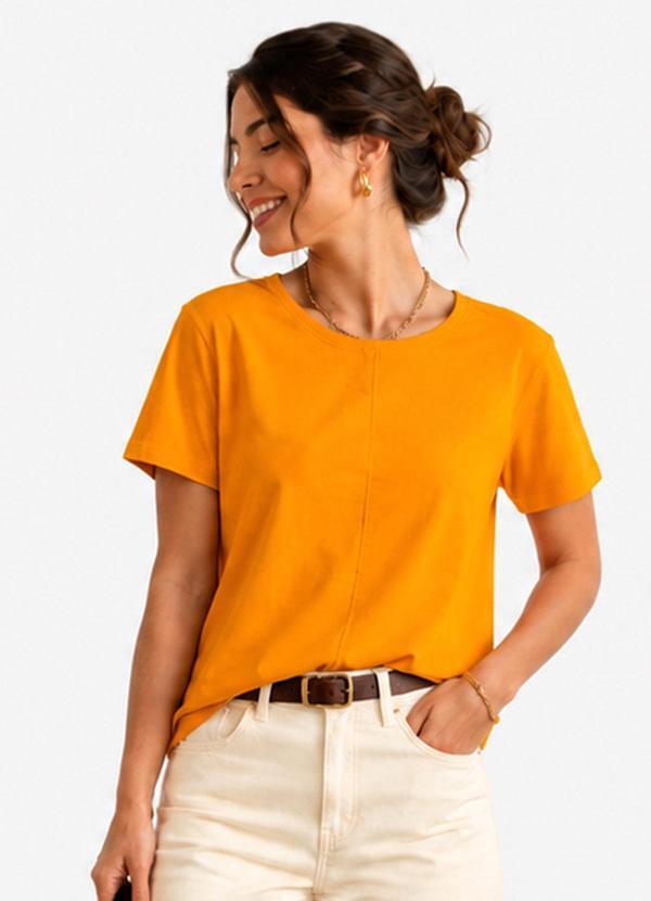 Blusa Feminina Lisa Gola Redonda Amarelo