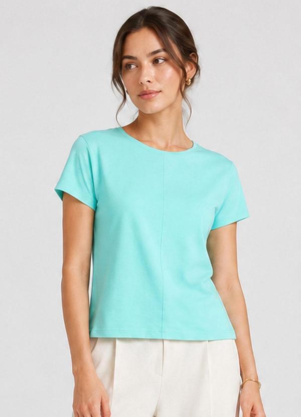 Blusa Feminina Lisa Gola Redonda Azul