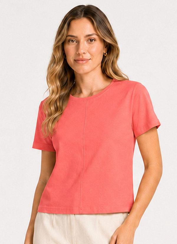 Blusa Feminina Lisa Gola Redonda Laranja