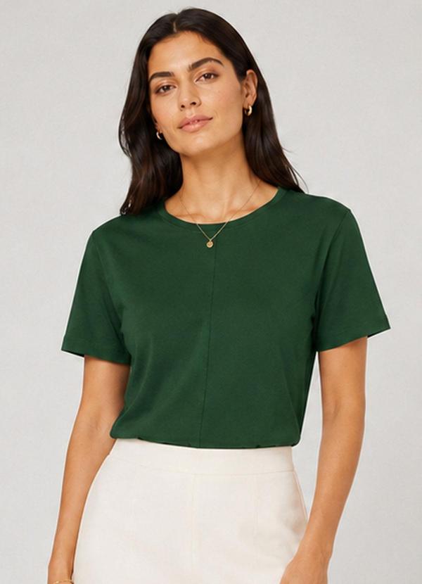 Blusa Feminina Lisa Gola Redonda Verde