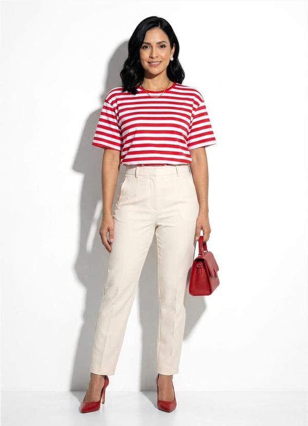 Blusa Feminina Listrada Detalhe Costas Vermelho
