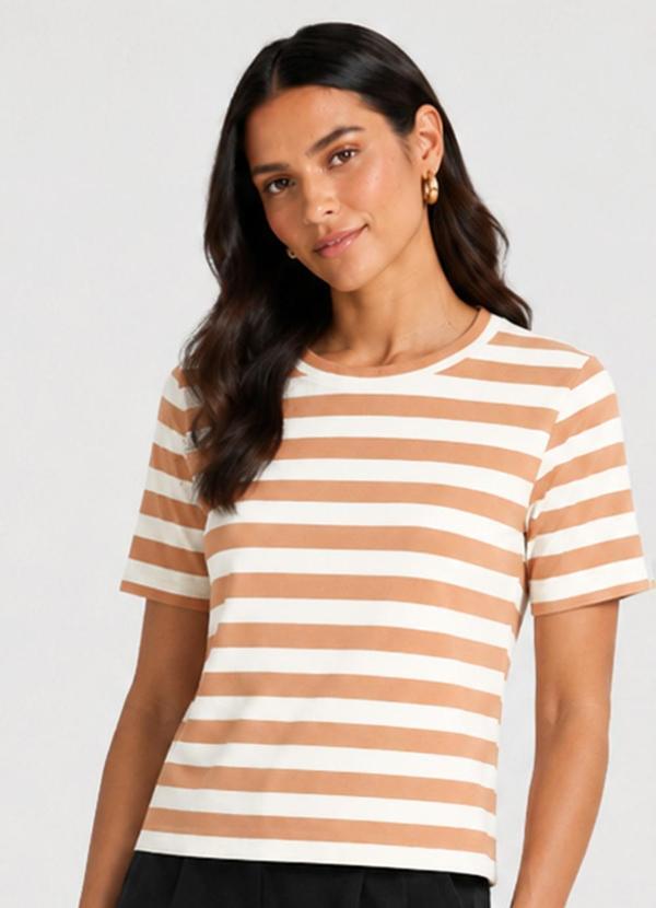 Blusa Feminina Listrada em Ribana Marrom