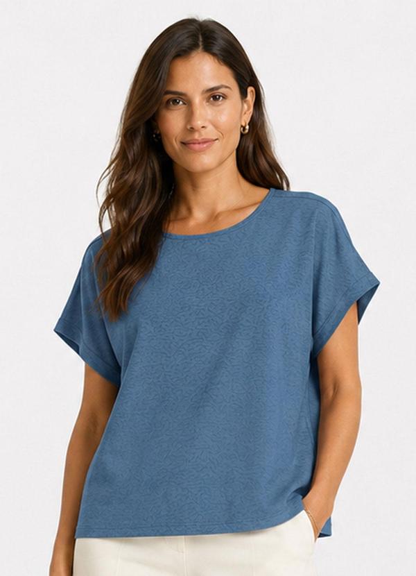 Blusa Feminina Malha Jacquard Vulca Azul
