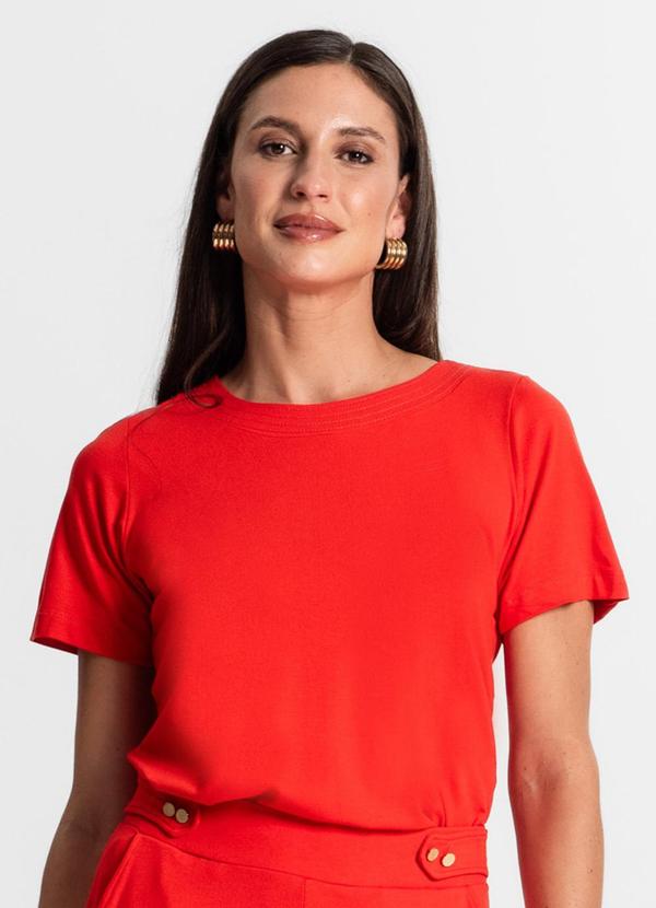 Vista 2 Blusa Feminina Manfa Curta Laranja Rovitex Rovitex