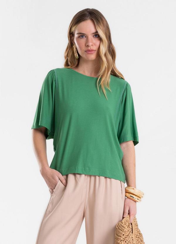 Blusa Feminina Manga Ampla Lisa em Viscose Verde
