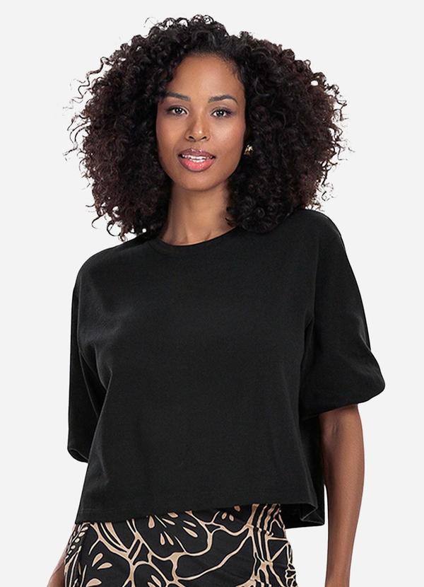 Vista 2 Blusa Feminina Manga Camponesa Preto Rovitex Rovitex
