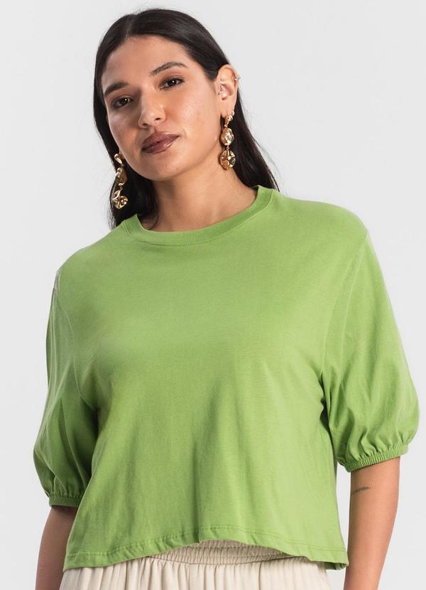Vista 2 Blusa Feminina Manga Camponesa Verde Rovitex Rovitex