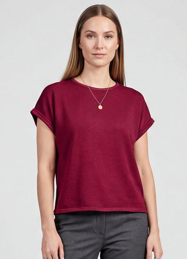 Vista 2 Blusa Feminina Manga Cavada Vermelho INFINITA COR INFINITA COR