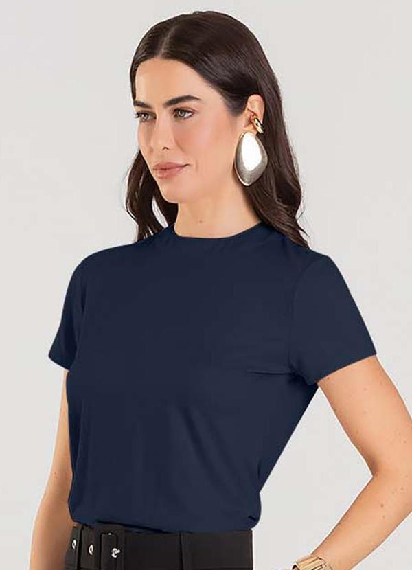 Vista 2 Blusa Feminina Manga Curta Azul Dianna Dianna