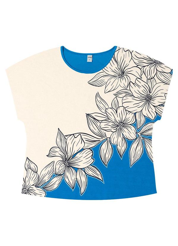 Vista 2 Blusa Feminina Manga Curta Azul Rovitex Rovitex