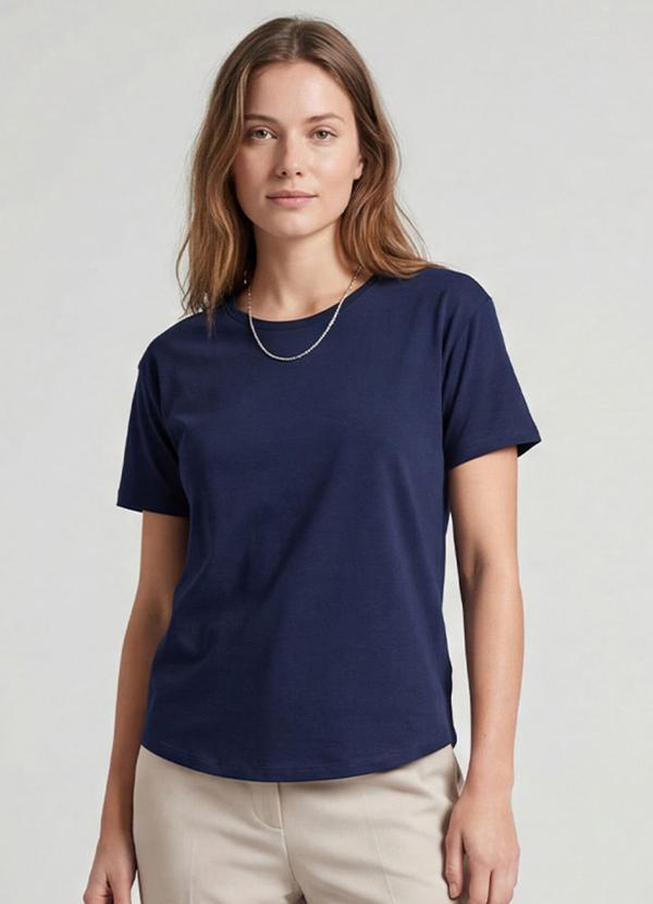 Blusa Feminina Manga Curta Azul