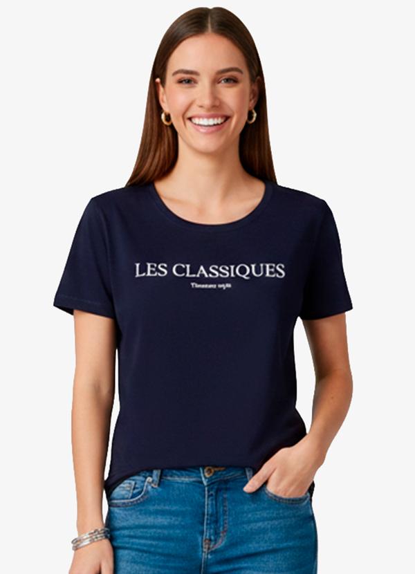 Blusa Feminina Manga Curta Azul