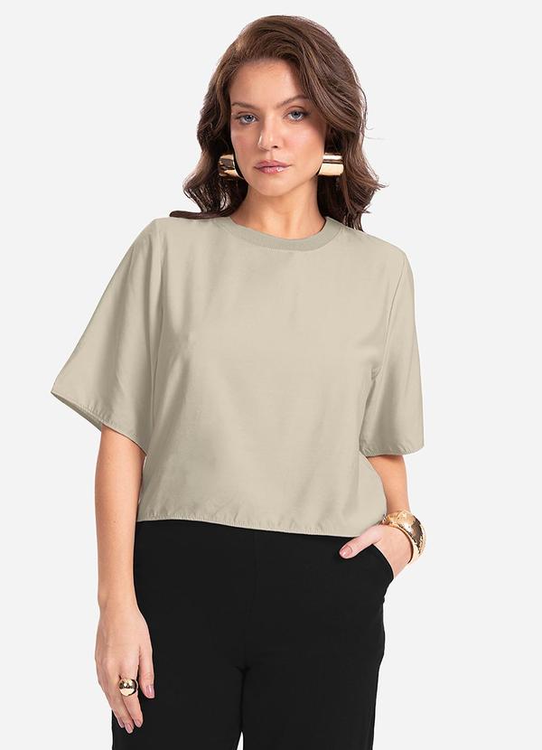 Blusa Feminina Manga Curta Bege