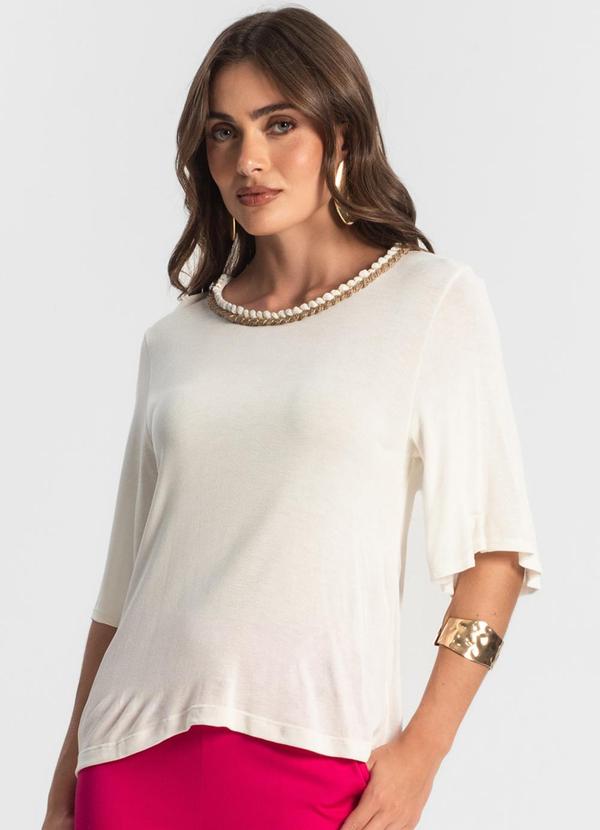 Blusa Feminina Manga Curta Bege