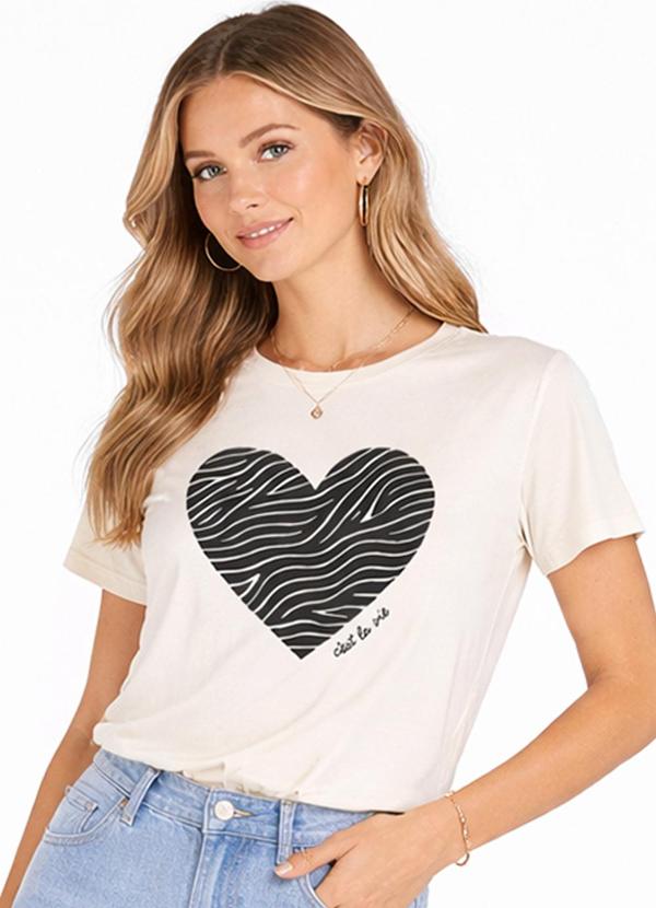 Blusa Feminina Manga Curta Bege