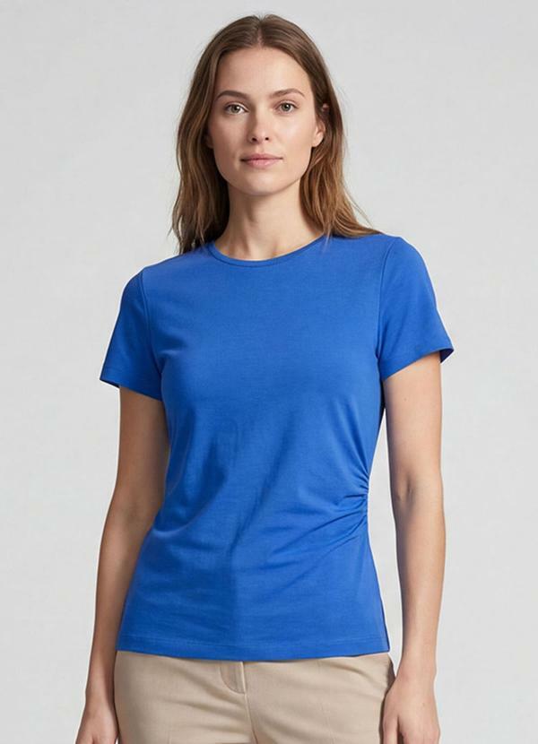 Blusa Feminina Manga Curta com Franzido Roxo