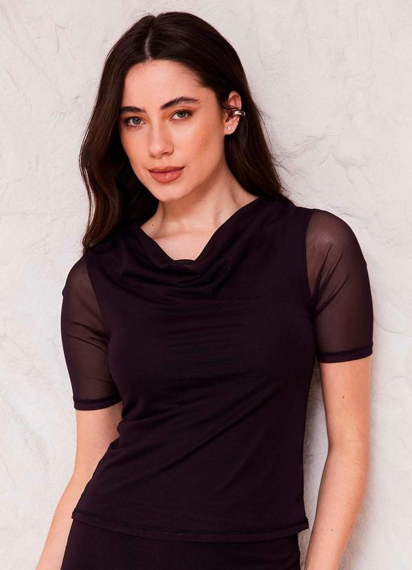 Blusa Feminina Manga Curta Degagê Sunset Preto