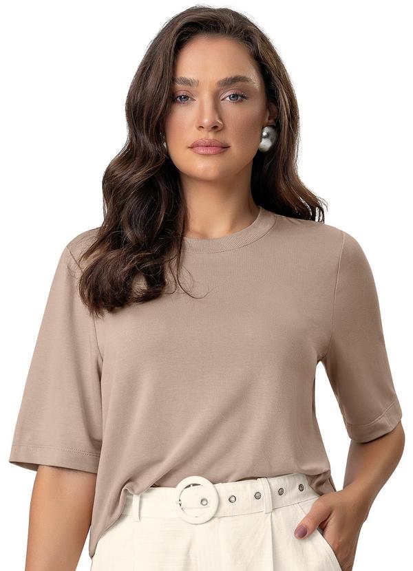 Vista 2 Blusa Feminina Manga Curta em Molecotton Marrom Endless Endless