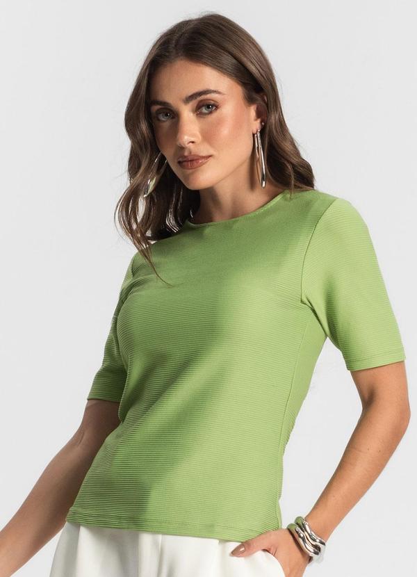 Blusa Feminina Manga Curta em Poly Verde