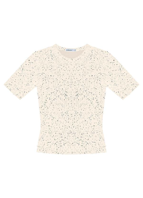 Vista 2 Blusa Feminina Manga Curta em Ribana Bege Endless Endless