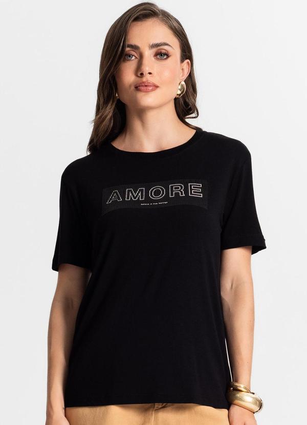 Blusa Feminina Manga Curta Preto
