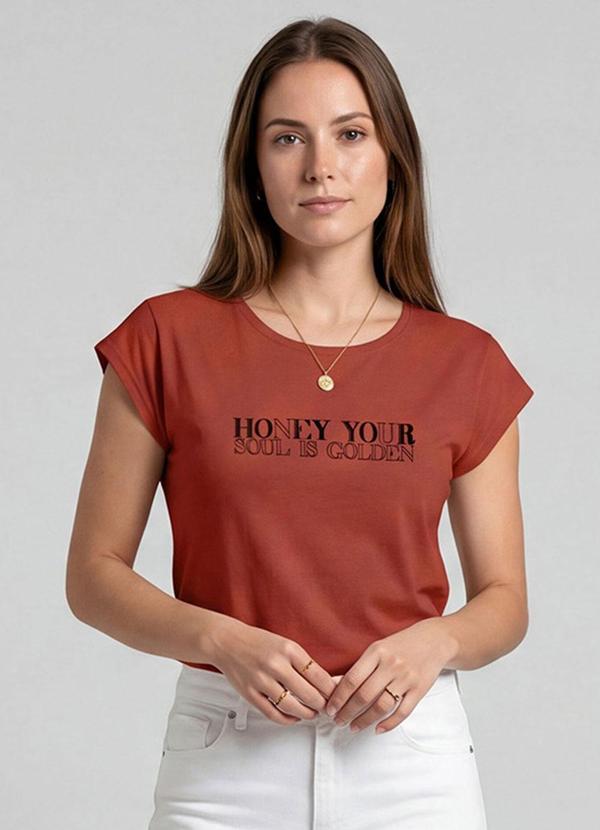 Blusa Feminina Manga Curta Estampada Laranja