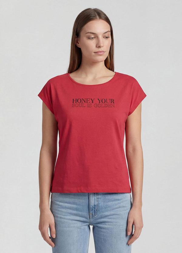 Blusa Feminina Manga Curta Estampada Vermelho