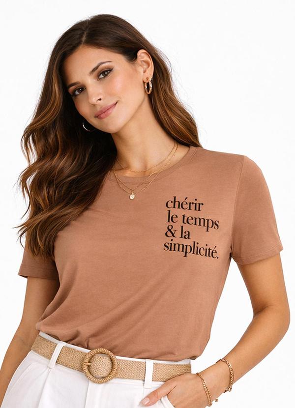 Blusa Feminina Manga Curta Marrom